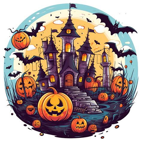 Watercolor Spooky Halloween Haunted House Illustration template AI Generated. Happy Halloween ...