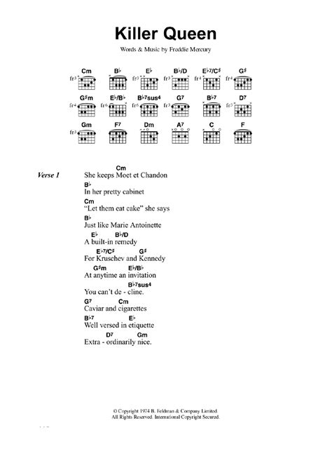 Killer Queen by Queen - Guitar Chords/Lyrics - Guitar Instructor