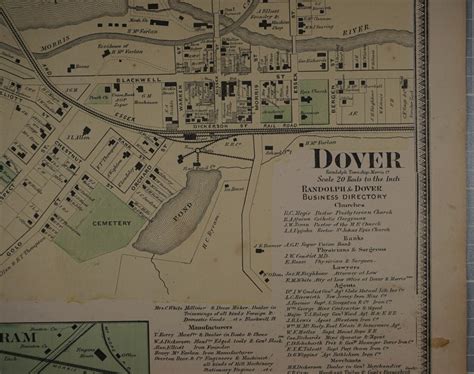 This is an Original 1868 Map of Dover, NJ, Morris County by F. W. Beers ...