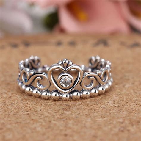 Vintage Silver Princess Crown Rings For Women New Silver Princess Tiara Rings For Women with AAA ...