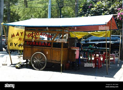 Jakarta, Indonesia - September 28, 2023: Street food stall, in which ...