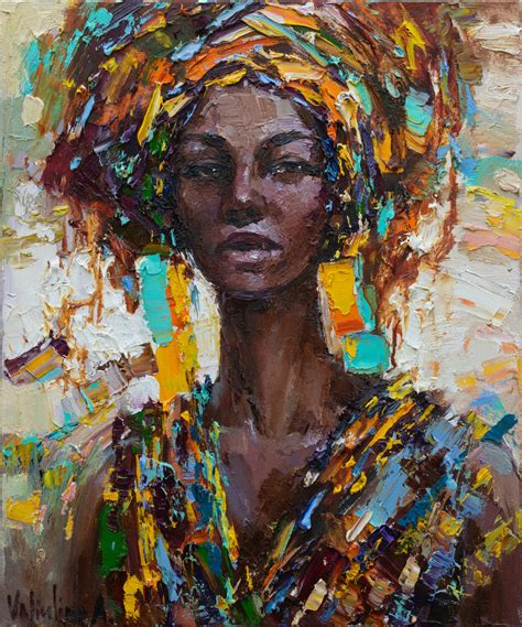 African woman portrait Original oil painting by Anastasiya Valiulina (2019) : Painting Oil on ...