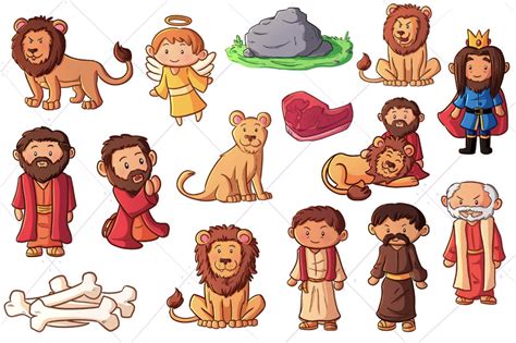 Daniel and the Lions Den Clip Art Collection, Bible Story Clipart ...