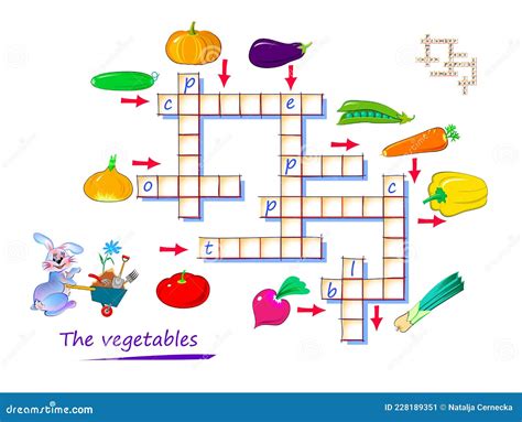 Crossword Puzzle Game for Kids. Learn Vegetables. Educational Page for ...