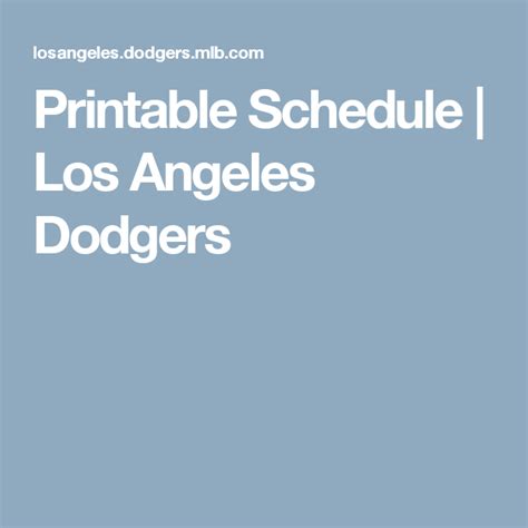 Printable La Dodgers Schedule