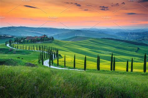 Typical curved road in Tuscany | High-Quality Nature Stock Photos ~ Creative Market