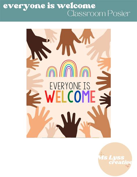 Everyone is Welcome Classroom Poster, Inclusive Posters, Decor Poster ...