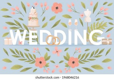 Wedding Word Vector Flat Banner Template Stock Vector (Royalty Free ...