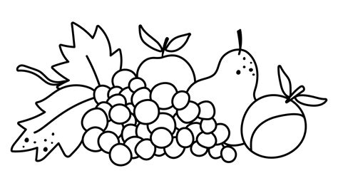 Black And White Clipart Of Fruits