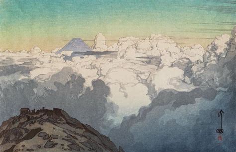 Painting of mountain covered in clouds, Yoshida Hiroshi, artwork ...