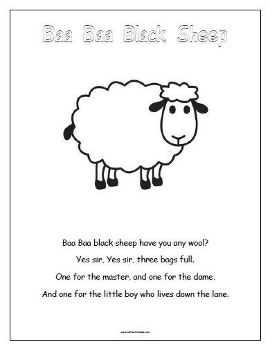 Baa Baa Black Sheep Free Coloring Page