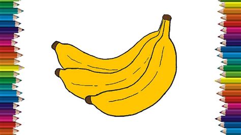 How to draw a banana step by step | easy fruit drawing - YouTube