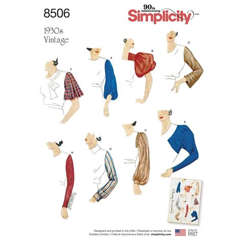 Simplicity Simplicity Pattern 8506 Misses' Vintage Set of Sleeves