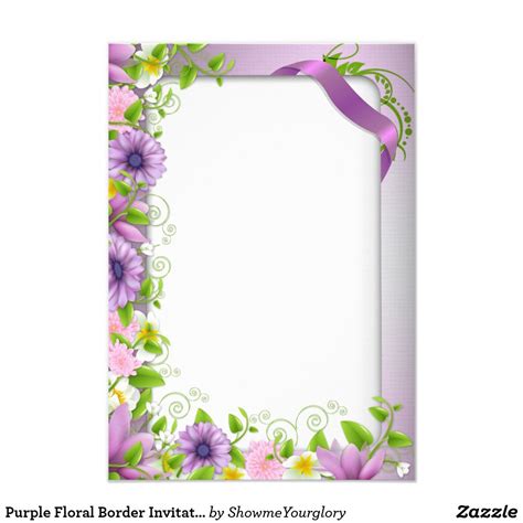 Purple Floral Border Invitation | Zazzle | Scrapbook frames, Floral ...