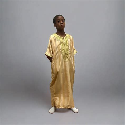 Caramel Kids Shiny Moroccan Thobe Collection - Golden / 40 - Apparel