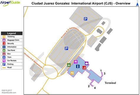 Ciudad Juárez - Abraham González International (CJS) Airport Terminal Map - Overview | Airport ...