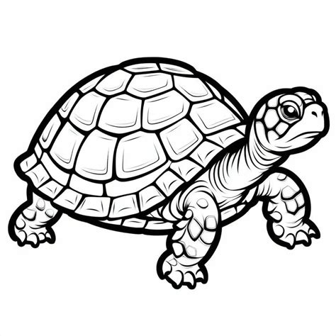 Cartoon Safari Tortoise Outline for Childrens Coloring Book | MUSE AI