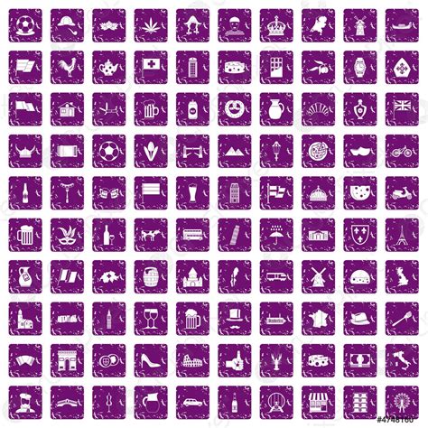 100 europe countries icons set grunge purple - stock vector 4748160 | Crushpixel