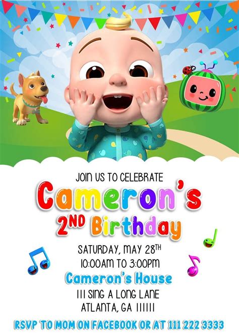 Cocomelon Invitation in 2021 | 2nd birthday party for boys, Baby ...