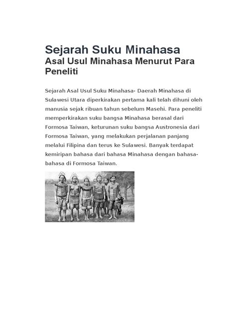 Sejarah Suku Minahasa