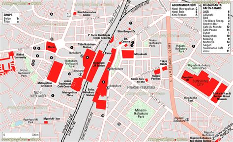 Tokyo map - Ikebukuro district JR Station showing nearby uptown & northern Tokyo locations ...