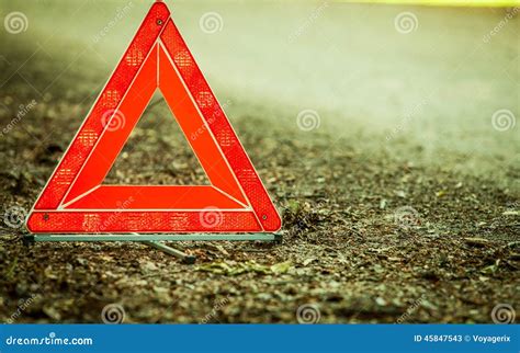 Breakdown of Car. Red Warning Triangle Sign on Road Stock Image - Image of rural, accident: 45847543