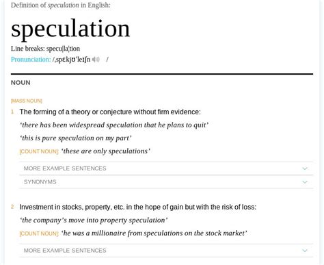 Definitions of ‘speculation’ from Oxford Dictionaries Online – Velcro ...