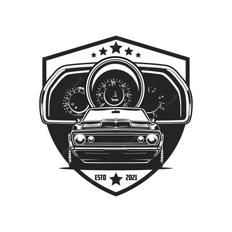 Premium Vector | Car and speedometer logo