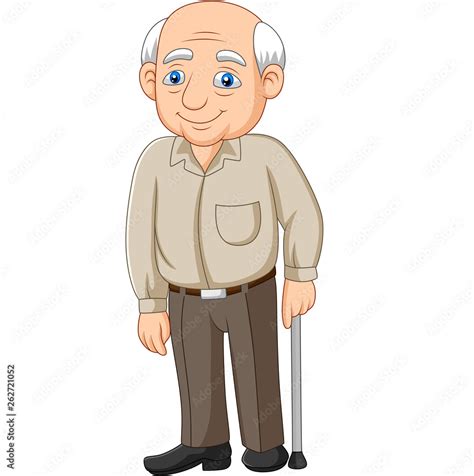 Cartoon senior elderly old man Stock Vector | Adobe Stock