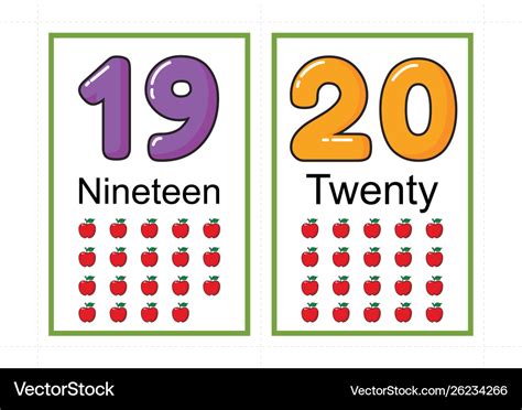 Printable number flashcards for teaching number Vector Image