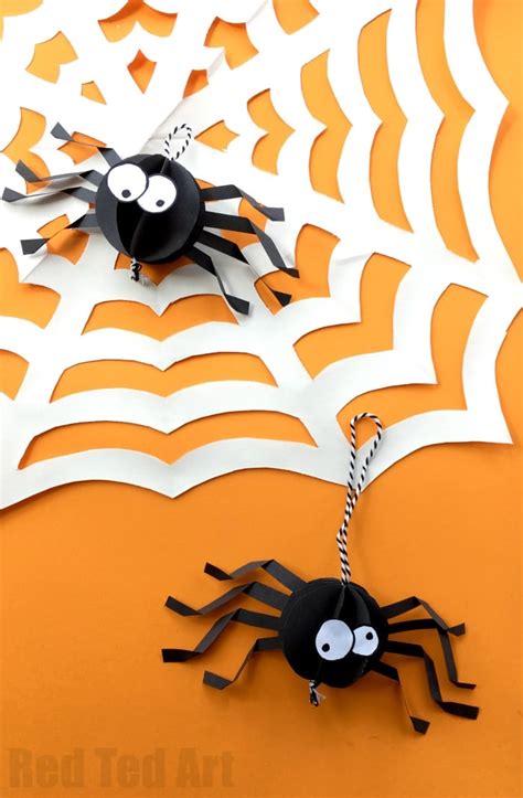 Easy 3d Paper Spider Craft - Red Ted ARt