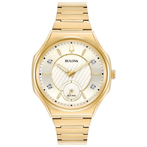 Bulova Women's CURV Gold-Tone Diamond Watch - Walmart.com