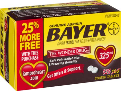 Bayer Genuine Aspirin Coated Tablets 325 mg, 125 ct - Kroger