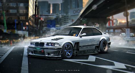 Free download | HD wallpaper: silver BMW E36 coupe, car, Stance, futuristic, Khyzyl Saleem ...