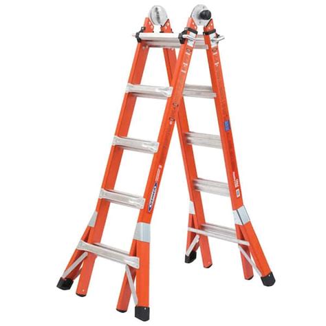 Werner 22 ft. Reach Height Multi-Purpose Fiberglass PRO Ladder with 300 ...