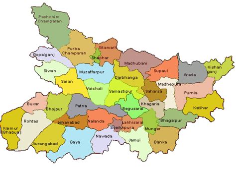 List of Districts in Bihar | Poulation | Area | Literacy | Density | Map