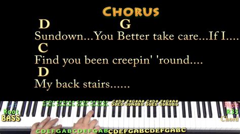 Sundown (Gordon Lightfoot) Piano Cover Lesson in D with Chords/Lyrics ...