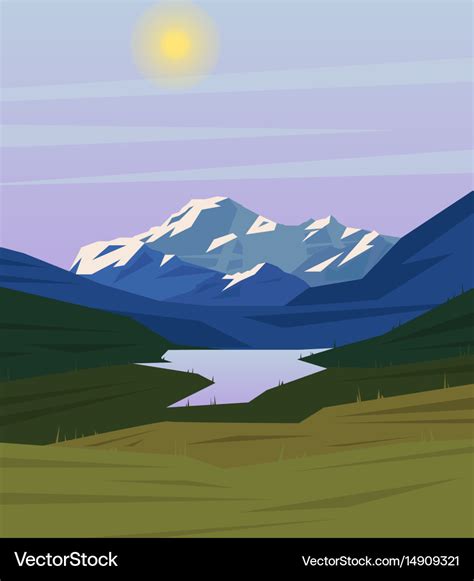 Colorful drawing nature landscape background Vector Image