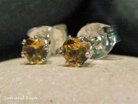 November Birthstone Earrings. Citrine Studs