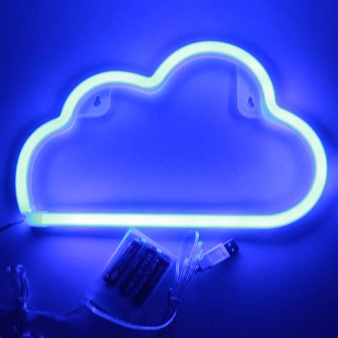 Blue Cloud Neon Light Signs - LED Wall Decor Room Decor,Battery and USB Operated Bedside Lamps ...