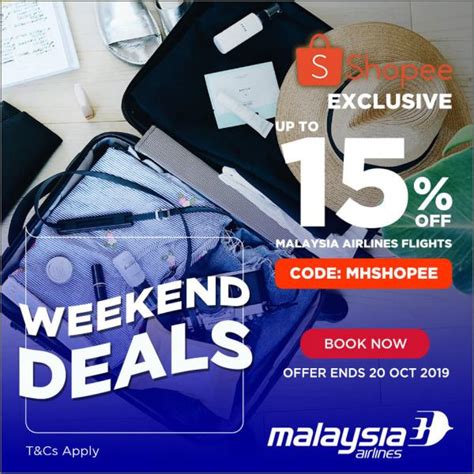 Malaysia Airlines Weekend Promotion 15% OFF Promo Code on Shopee (19 October 2019 - 20 October 2019)