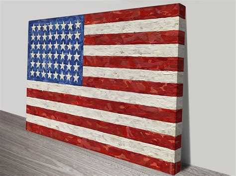 Jasper Johns Flag Artwork on Canvas