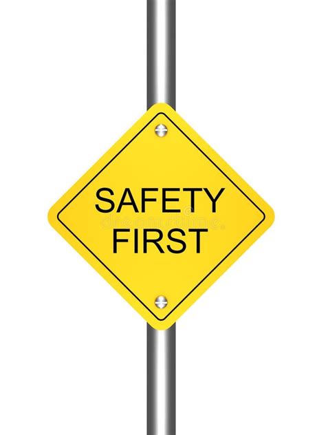 Safety First Yellow Road Sign On White Background Stock Illustration - Illustration of diamond ...