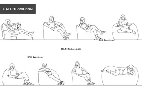 People Sitting on Beanbag Chairs | Chair drawing, Drawing people, Cad blocks