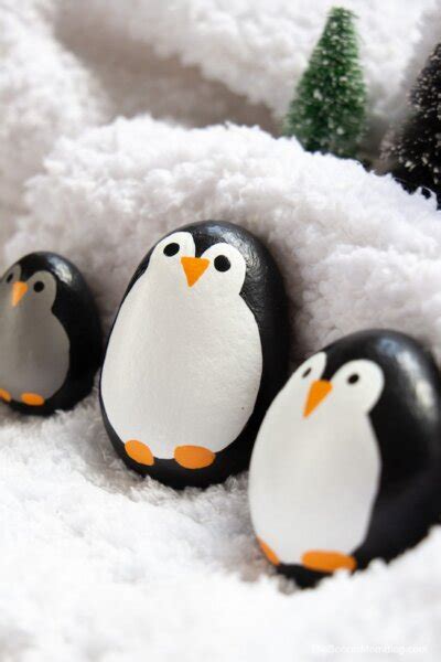 Penguin Painted Rocks - Winter Craft for Kids - The Soccer Mom Blog