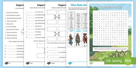 Imperative Verbs Differentiated Worksheets (teacher made)