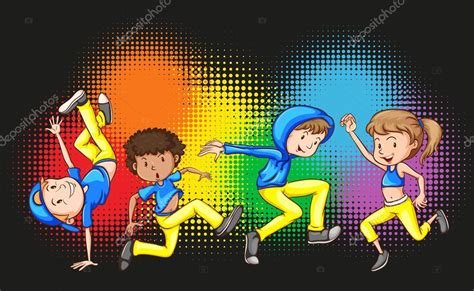 Niños bailando hip hop Vector de stock #93072148 de ©blueringmedia