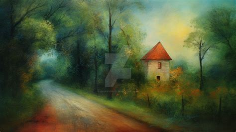 Painting clean Village Road and. hut by UniversePixel on DeviantArt