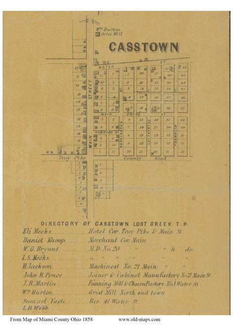 Casstown, Ohio 1858 Old Town Map Custom Print - Miami Co. - OLD MAPS