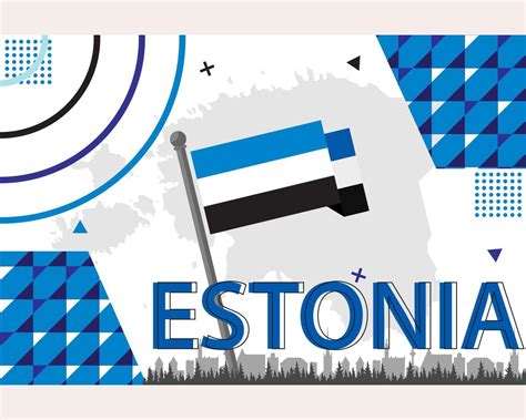 Estonia national day banner with Estonian flag colors theme background and geometric abstract ...